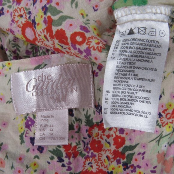 Garden Collection H&M Floral Organic Cotton Dress Women's 14 Babydoll Boho Fairy - Picture 4 of 4